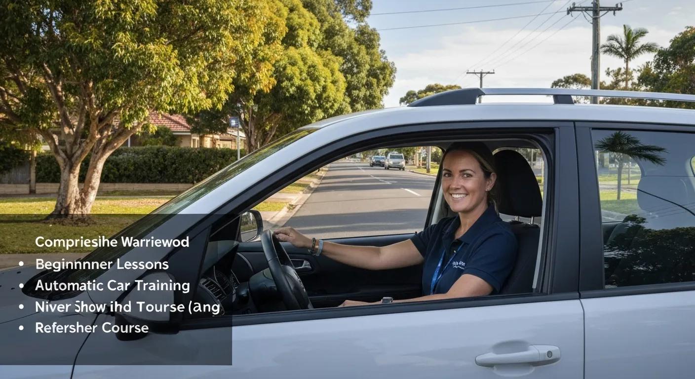 A selection of driving lesson options in Warriewood, including beginner lessons, automatic car training, and refresher courses