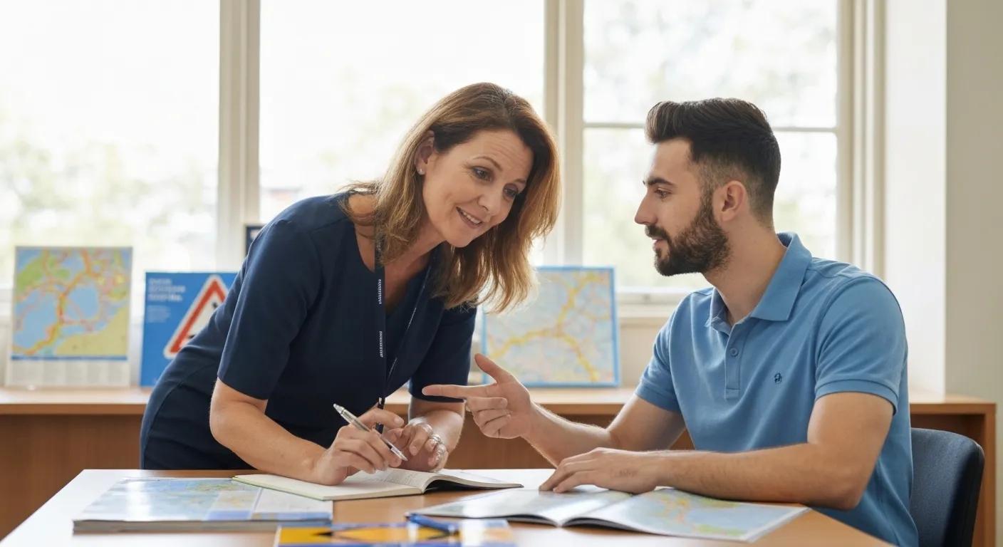 Learner driver receiving instruction from a driving instructor in Balgowlah, highlighting the supportive learning environment