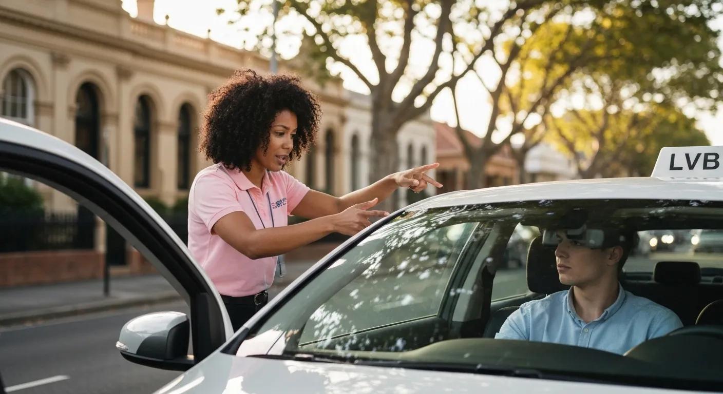 Driving instructor demonstrating techniques to a learner driver in Balgowlah, emphasizing experience and patience